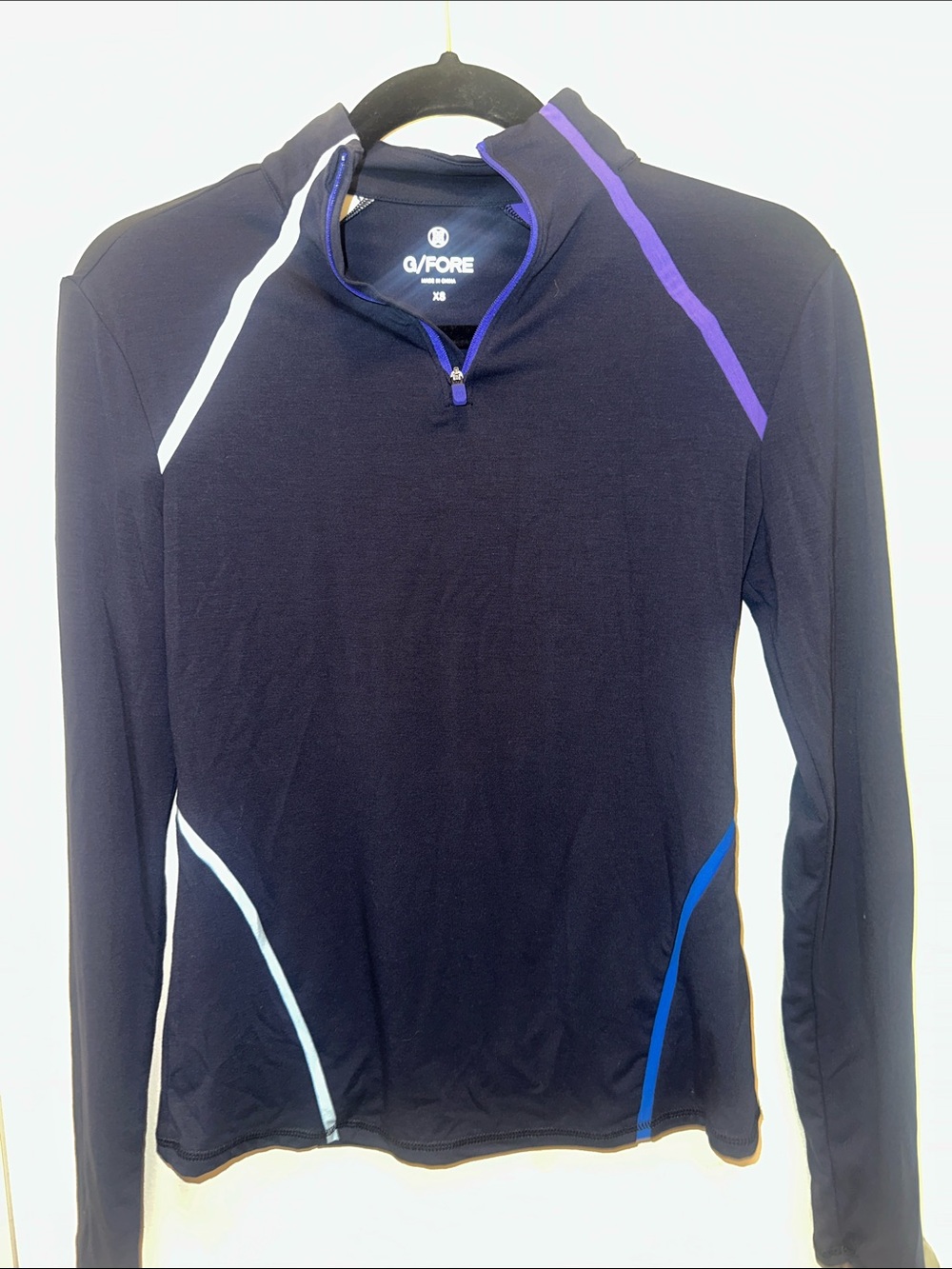 G/FORE Navy Long-Sleeve Quarter-Zip with Purple & Blue Accents XS